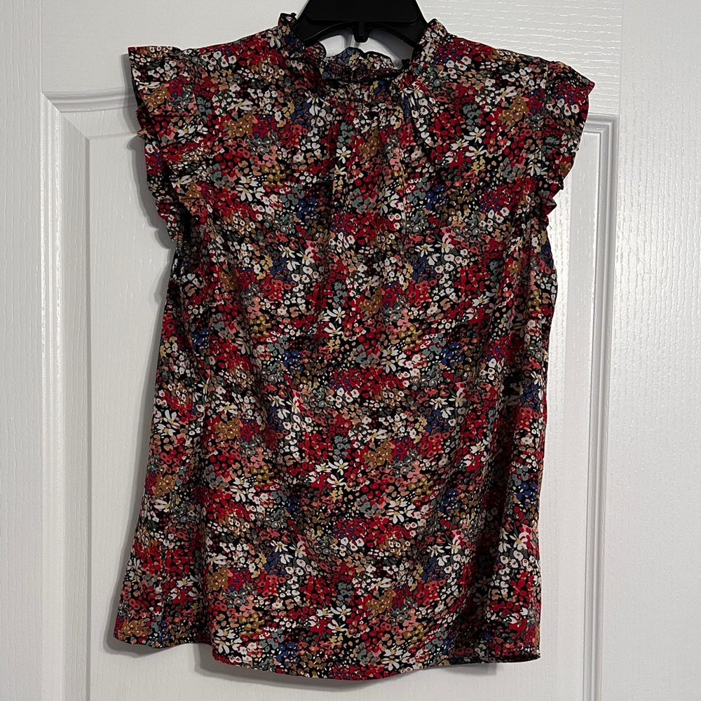 SHEIN Black Floral Multicolor Blouse